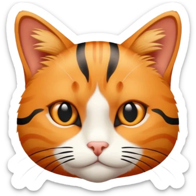 Orange tabby cat with black stripes on the body but not the head. The head is solid orange with no stripes. sticker