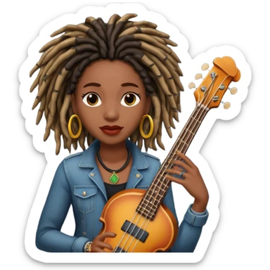 Black woman locs bass player  sticker