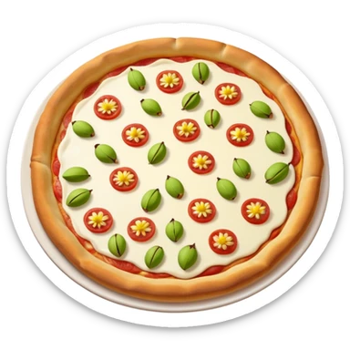 a lot of pistachio and white cream(main), under the cream there is jambon beurre like flower, pizza sticker