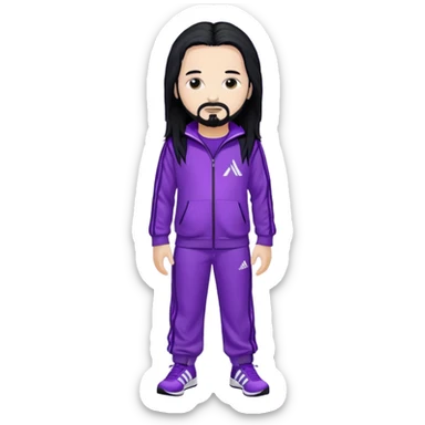 Jonathan Davis long black hair, sequin purple Adidas outfit sticker