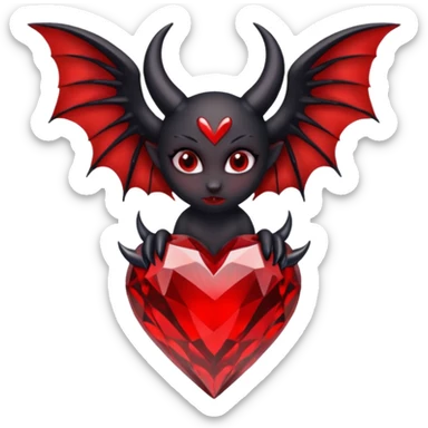 small black succubus wings, cryhstal heart red, black heart tail sticker