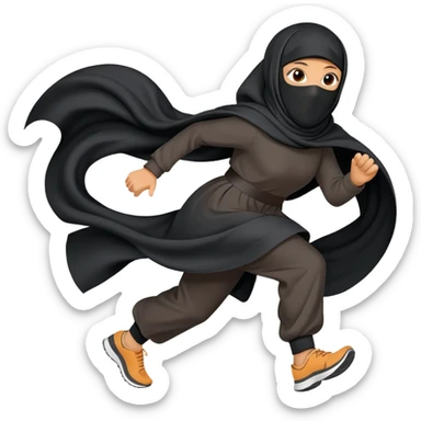 person wearing a niqab, running sticker