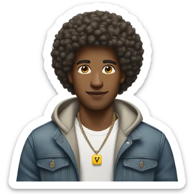 Brown male, big afro ,vv necklace,Nike shoes  sticker