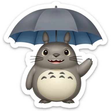 Totoro holding an umbrella sticker