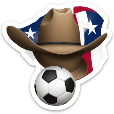 soccerball with cowboy hat and texas flag sticker
