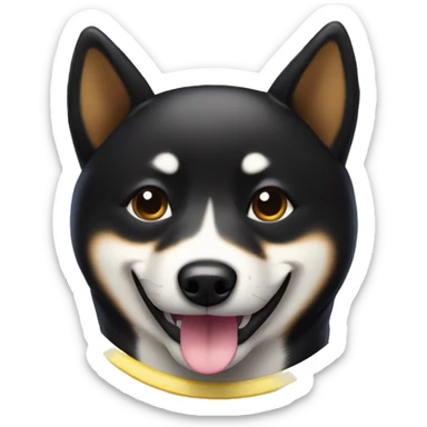 Black Shiba Inu smiling face with halo up sticker