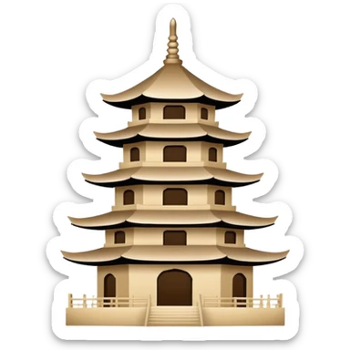 Basic Chinese pagoda emoji icon, simple silhouette, standard emoji style sticker