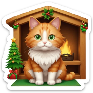 Christmas cat in aesthetic home sticker