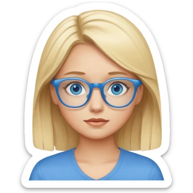 Chica rubia de ojos azules con lentes celestes sticker