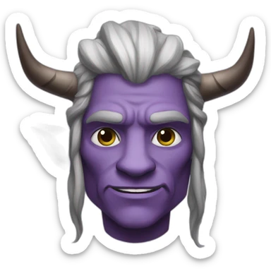 purple-skinned firbolg man with cow-ears sticker