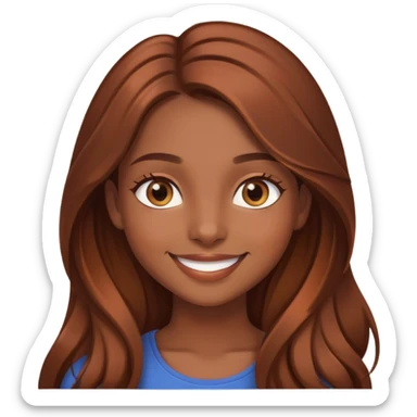 Chica morena de pelo largo cobrizo chocolate de ojos cafés claros y sonrisa linda  sticker