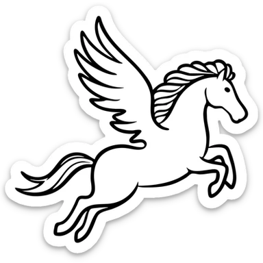 Graceful Pegasus with flowing mane and large wings in mid-flight sticker