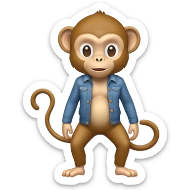 monkey wearing casual clothes upright pose sticker