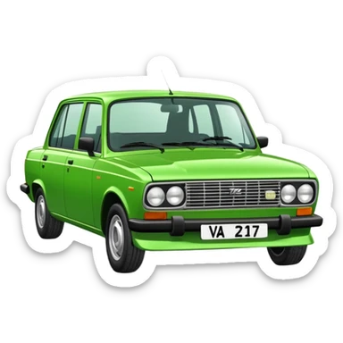 The VAZ 2107 car is green balota in color with registration number 118 sticker