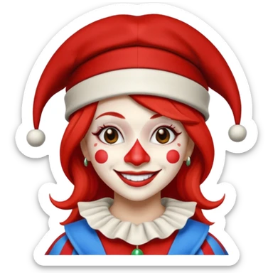 Jester female, black and red and white sticker