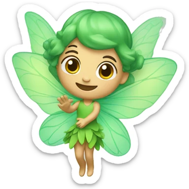 waving fairy green sticker
