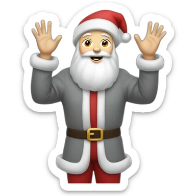Full height Actively gesturing with hands pale skin Santa Claus in gray sticker