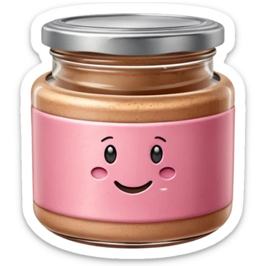 small glass jar of coarse beige-pink pâté with metal lid, visible texture, no label or extras, soft lighting, subtle shadows, transparent background, emoji scale sticker