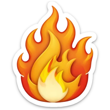 Flame illustrated in a playful and vibrant matte glass style, representing the fun and exciting aspects of the app firecrawl sticker