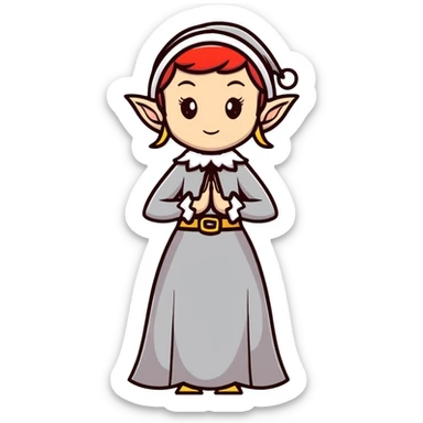 elegant female elf with feminine features, beautiful dress, graceful posture sticker