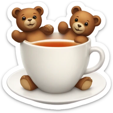 Cup of tea with teddy bears  sticker