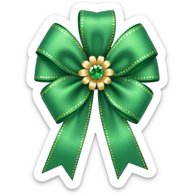 green flower bow with glitter sticker