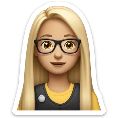 10 year old girl with light pink glasses and long blonde hair in black wheelchair  sticker