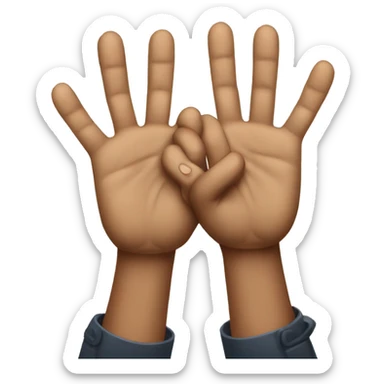 show both palms to express that you are not supposed to push the button sticker