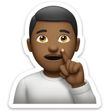 Person putting finger on is lips sticker