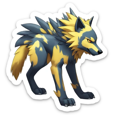  Shiny Edgy Colorful Digimon-Fakemon-Wolf with edgy markings full body sticker