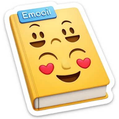 A textbook with the word 'emoji' written on the cover sticker
