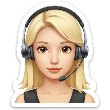 blonde cam model with headset sticker