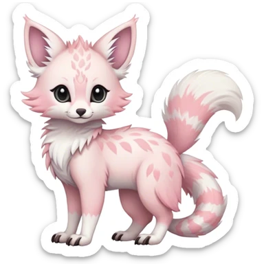 Feral Rare Fantasy cute pastel Vernid-Trico-species by LiLaiRa, markings, tufted tail, tufted ears, full body sticker