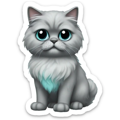 full body grey Persian cat with black ears and aqua blue eyes sticker