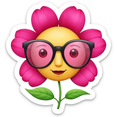 a pink flower wearing red glassess sticker