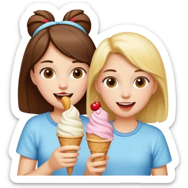 Two girls eating ice cream sticker