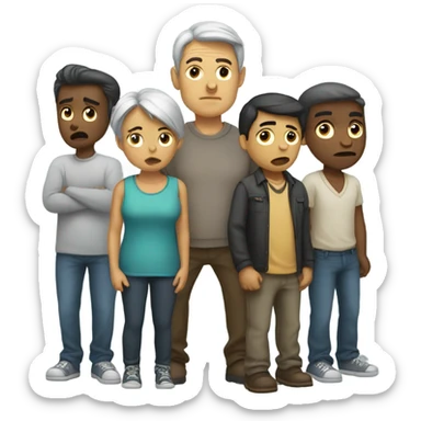Group of sad people  standing sticker