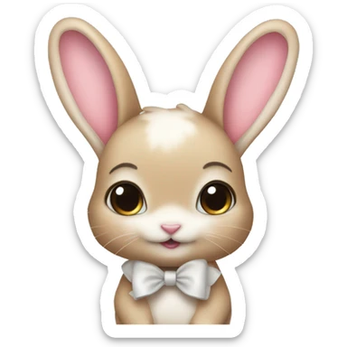 Baby bunny with coquette bow on ear sticker