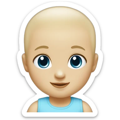 baby blue and almond eyes, chubby cheeks, no hair, smiling sticker