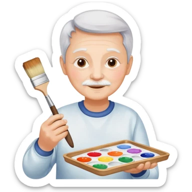 Senior with watercolor tray & brush sticker
