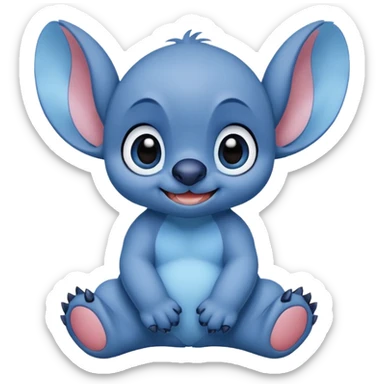 Stitch from Lilo & Stitch, sitting pose, wide eyes, friendly smile sticker