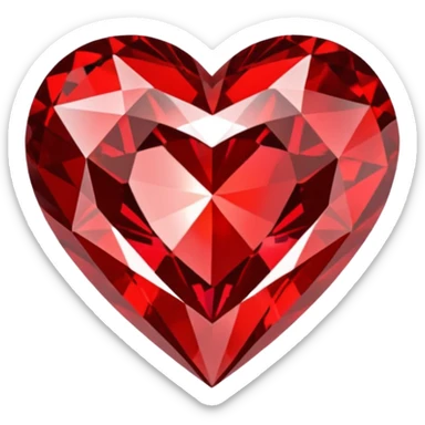 red diamond in the shape of a heart sticker