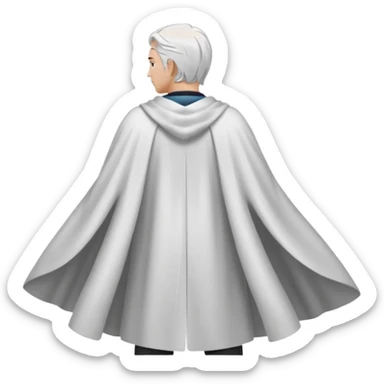 fullbody in frame silverhair god ZEUS, white cape, standing still backview sticker