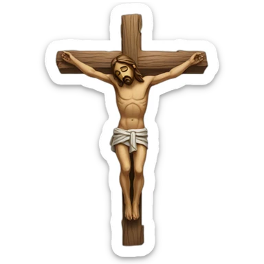 a wood crucifix without humans sticker