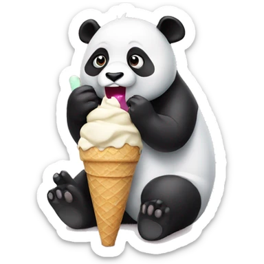 Panda eating ice cream sticker
