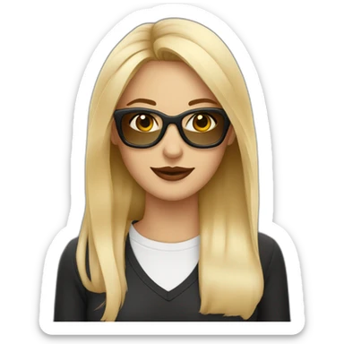 Mujer rubia con ojos cafe y gafas nEGRAS sticker