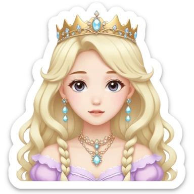 Gorgeous beautiful pretty anime princess lady, accessories, jewelries, pastelcore, cottagecore, fairycore, elegant sticker
