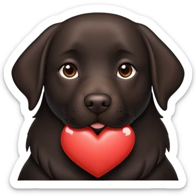 Brunette with a heart in the shape of a big black labrador dog sticker