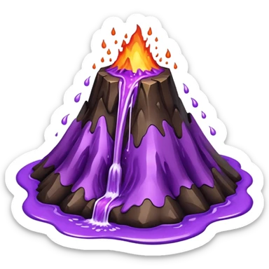 A volcano errupting only with a pure purple liquid sticker