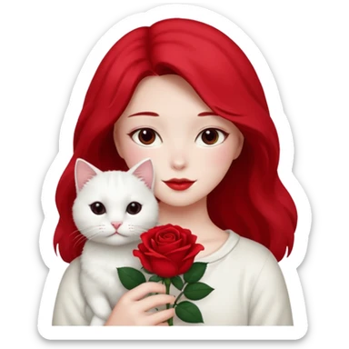 Flower 🌹in hand whiteout face in hand cat sticker